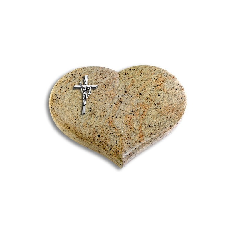 Grabstein Coeur/Kashmir Kreuz/Ähren (Alu)