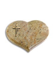 Grabstein Coeur/Kashmir Kreuz/Ähren (Bronze)