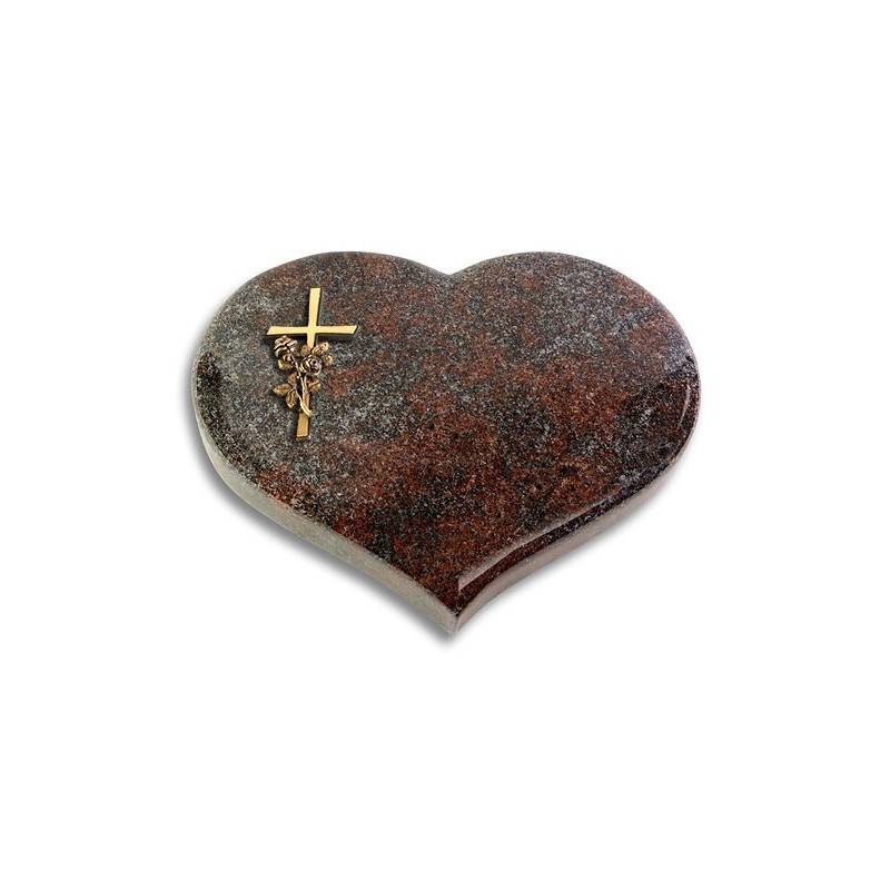 Grabstein Coeur/Paradiso Kreuz/Rose (Bronze)