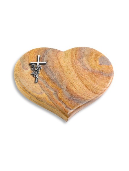 Grabstein Coeur/Rainbow Kreuz/Rose (Alu)