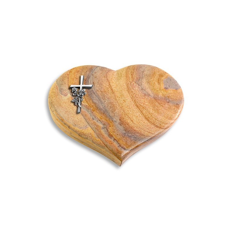 Grabstein Coeur/Rainbow Kreuz/Rose (Alu)