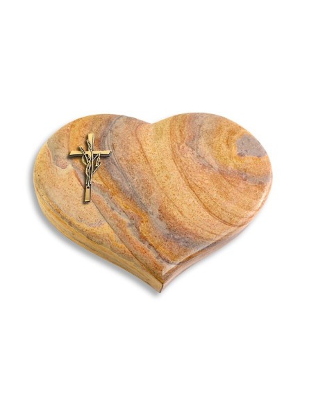 Grabstein Coeur/Rainbow Kreuz/Ähren (Bronze)
