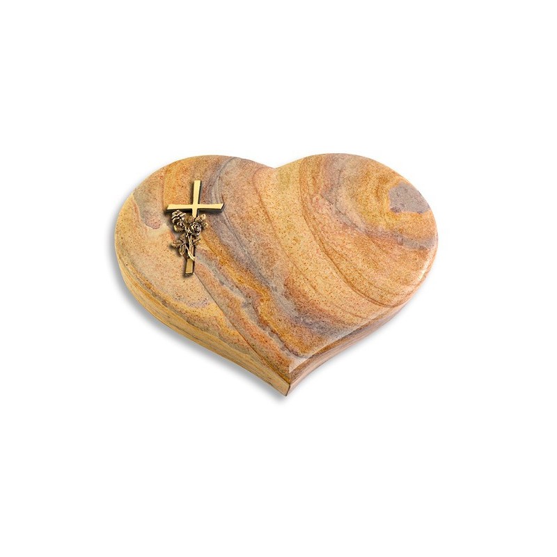Grabstein Coeur/Rainbow Kreuz/Rose (Bronze)
