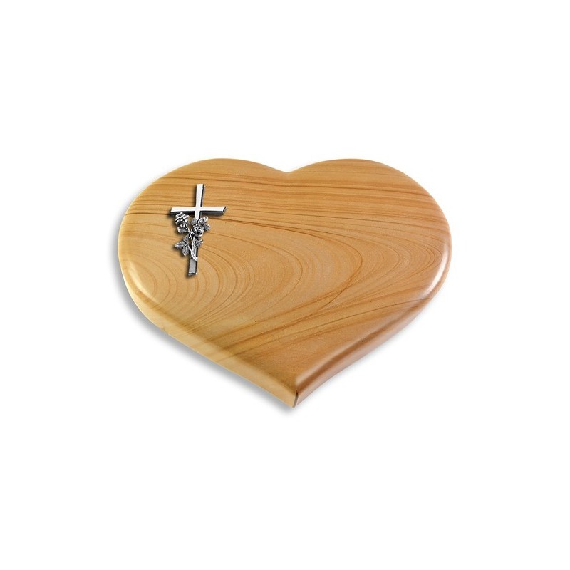 Grabstein Coeur/Woodland Kreuz/Rose (Alu)