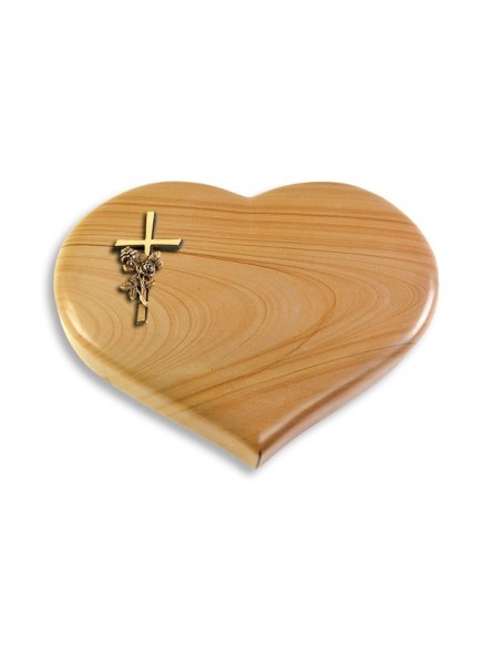 Grabstein Coeur/Woodland Kreuz/Rose (Bronze)