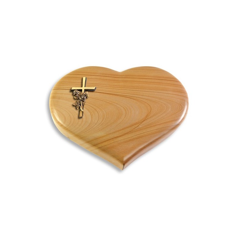 Grabstein Coeur/Woodland Kreuz/Rose (Bronze)