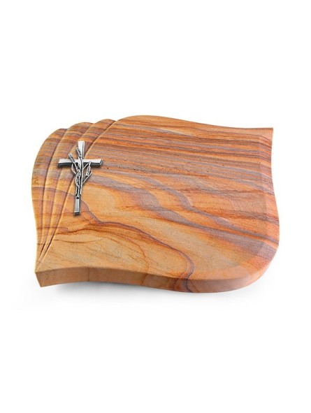 Grabstein Eterna/Rainbow Kreuz/Ähren (Alu)