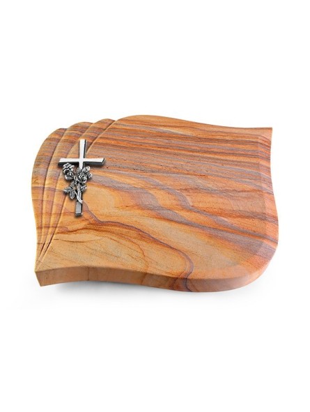 Grabstein Eterna/Rainbow Kreuz/Rose (Alu)