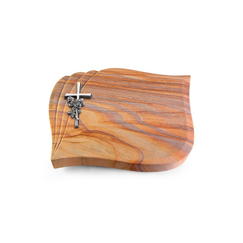 Grabstein Eterna/Rainbow Kreuz/Rose (Alu)