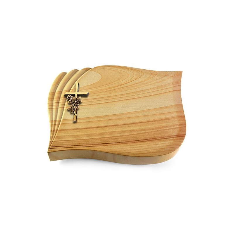 Grabstein Eterna/Woodland Kreuz/Rose (Bronze)