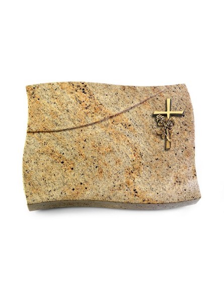 Grabstein Firenze/Kashmir Kreuz/Rose (Bronze)