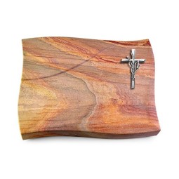 Grabstein Firenze/Rainbow Kreuz/Ähren (Alu)