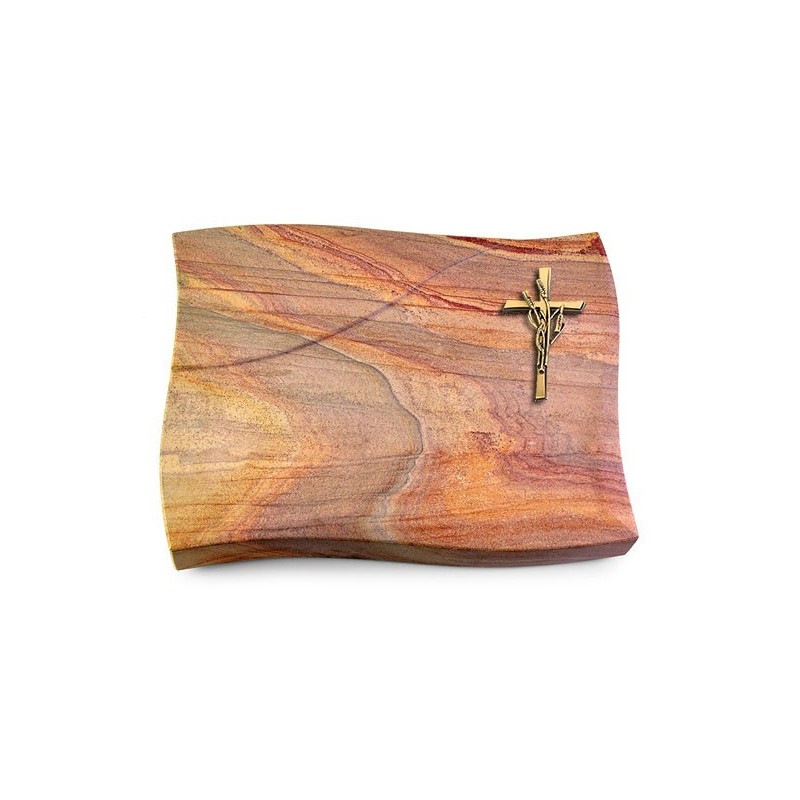 Grabstein Firenze/Rainbow Kreuz/Ähren (Bronze)