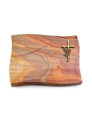 Grabstein Firenze/Rainbow Kreuz/Rose (Bronze)
