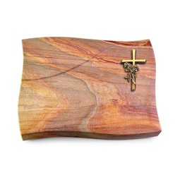 Grabstein Firenze/Rainbow Kreuz/Rose (Bronze)