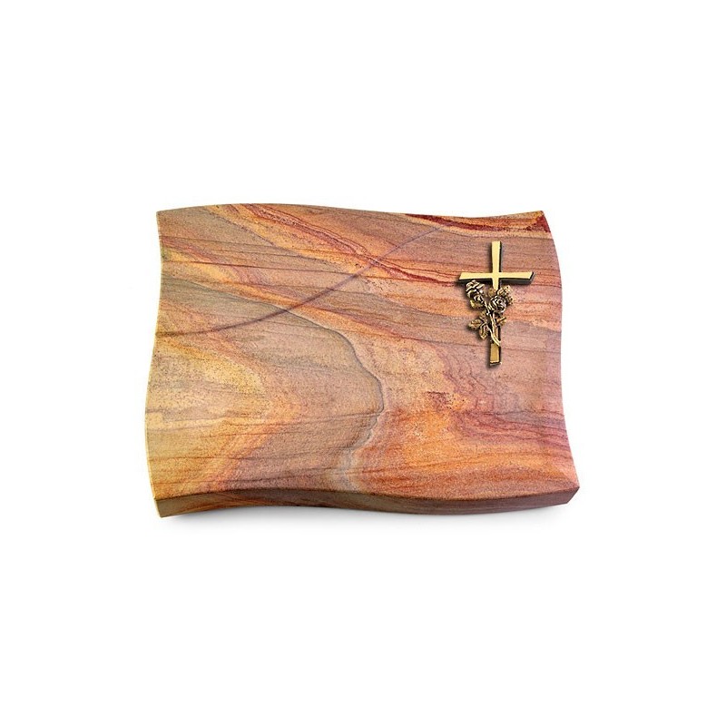 Grabstein Firenze/Rainbow Kreuz/Rose (Bronze)
