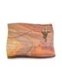 Grabstein Firenze/Rainbow Kreuz/Rose (Bronze)