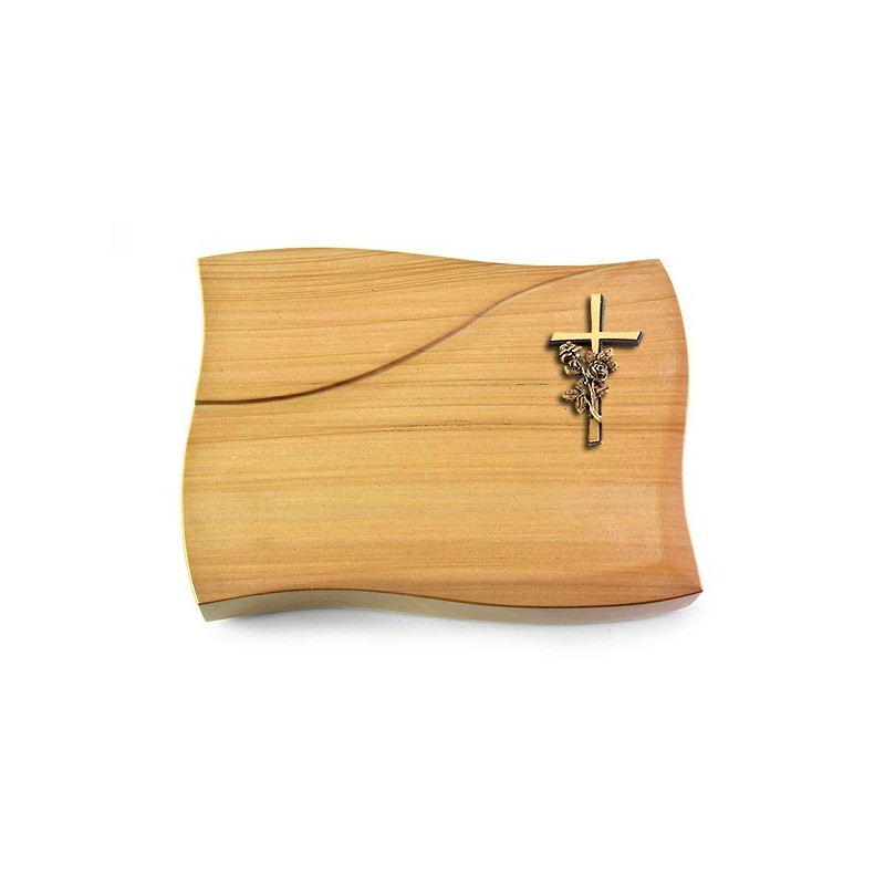 Grabstein Firenze/Woodland Kreuz/Rose (Bronze)