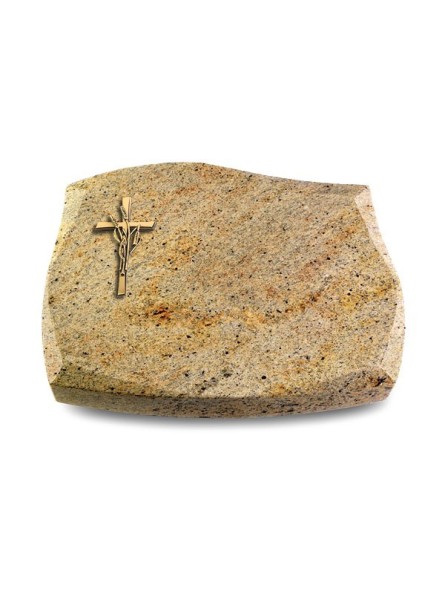 Grabstein Galaxie/Kashmir Kreuz/ Ähren (Bronze)