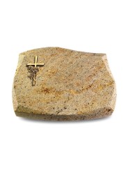 Grabstein Galaxie/Kashmir Kreuz/ Rose (Bronze)
