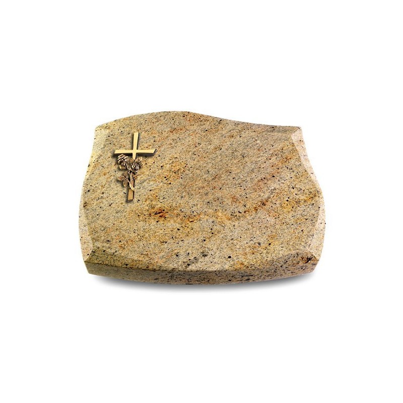 Grabstein Galaxie/Kashmir Kreuz/ Rose (Bronze)