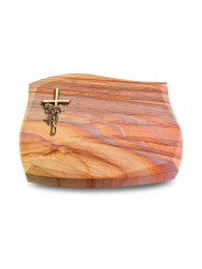 Grabstein Galaxie/Rainbow Kreuz/Rose (Bronze)