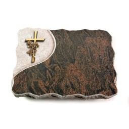 Grabplatte Barap Folio Kreuz/Rose (Bronze)