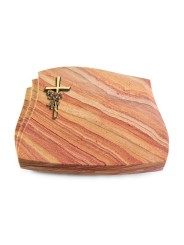 Grabstein Liberty/Rainbow Kreuz/Rose (Bronze)
