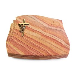 Grabstein Liberty/Rainbow Kreuz/Rose (Bronze)