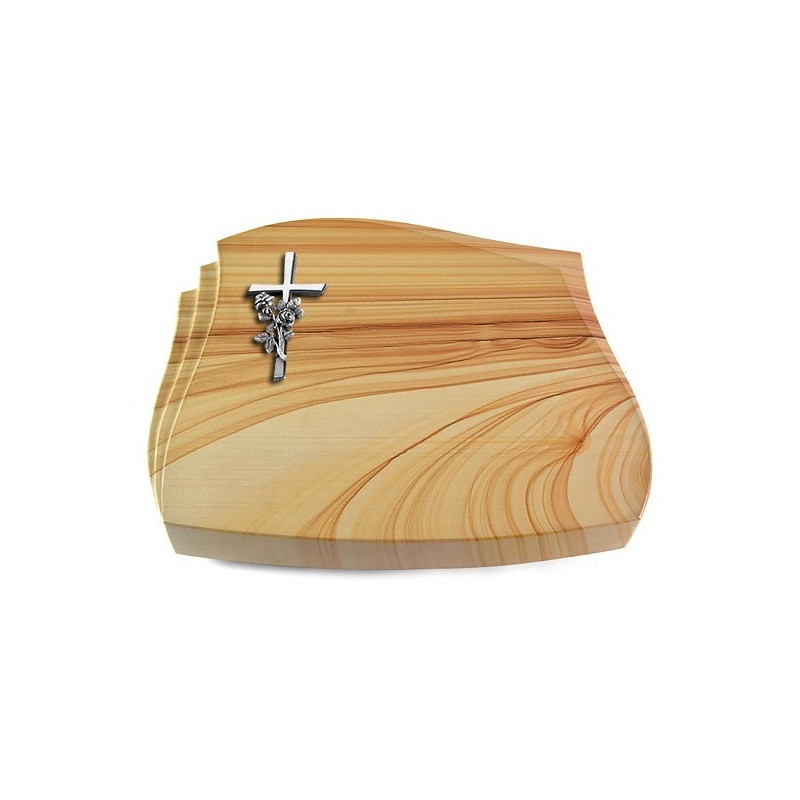 Grabstein Liberty/Woodland Kreuz/Rose (Alu)