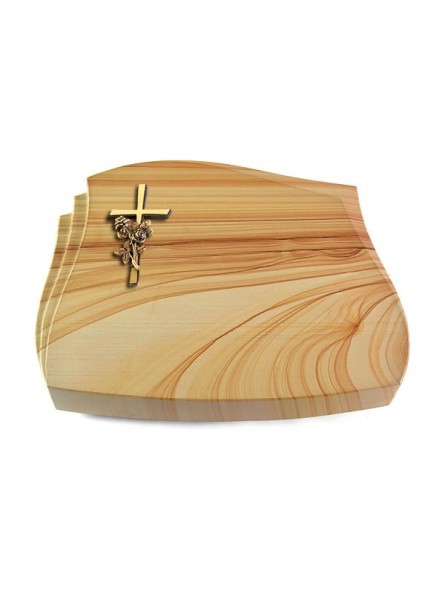 Grabstein Liberty/Woodland Kreuz/Rose (Bronze)