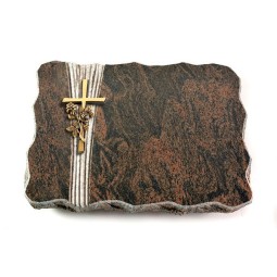 Grabplatte Barap Strikt Kreuz/Rose (Bronze)