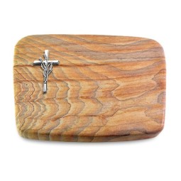 Grabstein Linea/Rainbow Kreuz/Ähren (Alu)