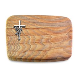 Grabstein Linea/Rainbow Kreuz/Rose (Alu)