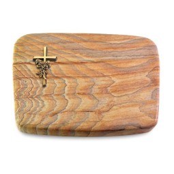 Grabstein Linea/Rainbow Kreuz/Rose (Bronze)