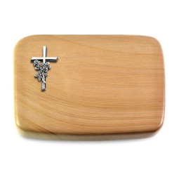 Grabstein Linea/Woodland Kreuz/Rose (Alu)