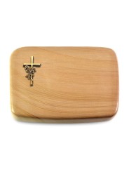 Grabstein Linea/Woodland Kreuz/Rose (Bronze)