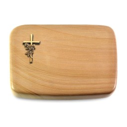 Grabstein Linea/Woodland Kreuz/Rose (Bronze)