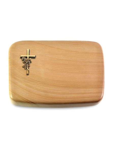 Grabstein Linea/Woodland Kreuz/Rose (Bronze)