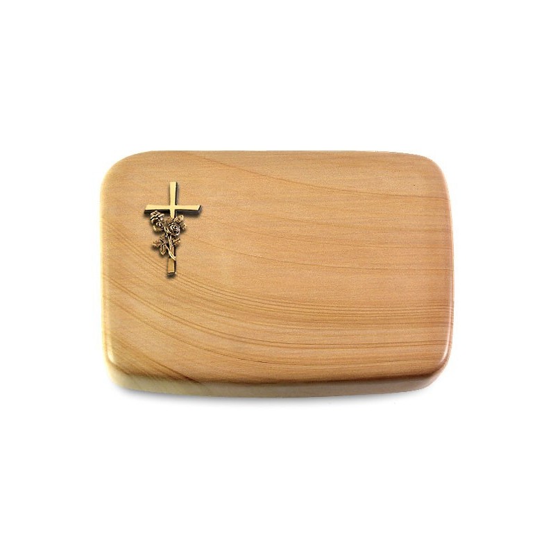 Grabstein Linea/Woodland Kreuz/Rose (Bronze)
