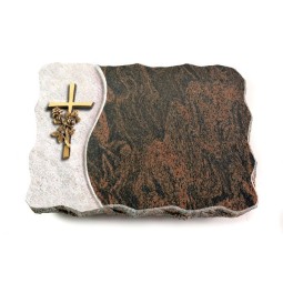 Grabplatte Barap Wave Kreuz/Rose (Bronze)