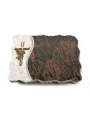 Grabplatte Barap Wave Kreuz/Rose (Bronze)