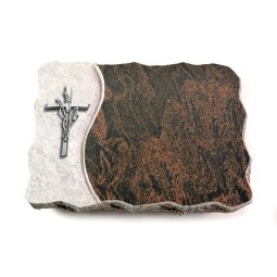 Grabplatte Barap Wave Kreuz/Ähren (Alu)