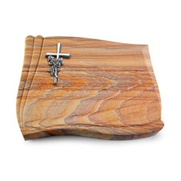 Grabstein Memory/Rainbow Kreuz/Rose (Alu)