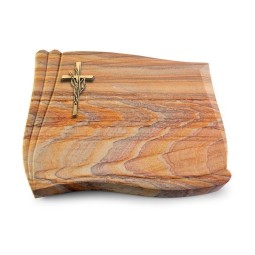 Grabstein Memory/Rainbow Kreuz/Ähren (Bronze)