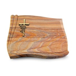 Grabstein Memory/Rainbow Kreuz/Rose (Bronze)