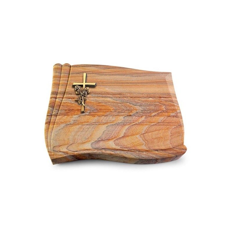 Grabstein Memory/Rainbow Kreuz/Rose (Bronze)