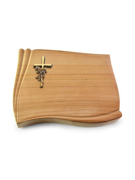 Grabstein Memory/Woodland Kreuz/Rose (Bronze)