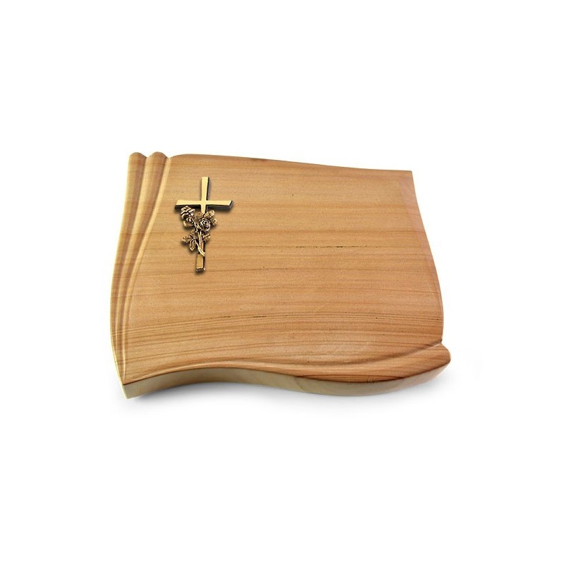 Grabstein Memory/Woodland Kreuz/Rose (Bronze)