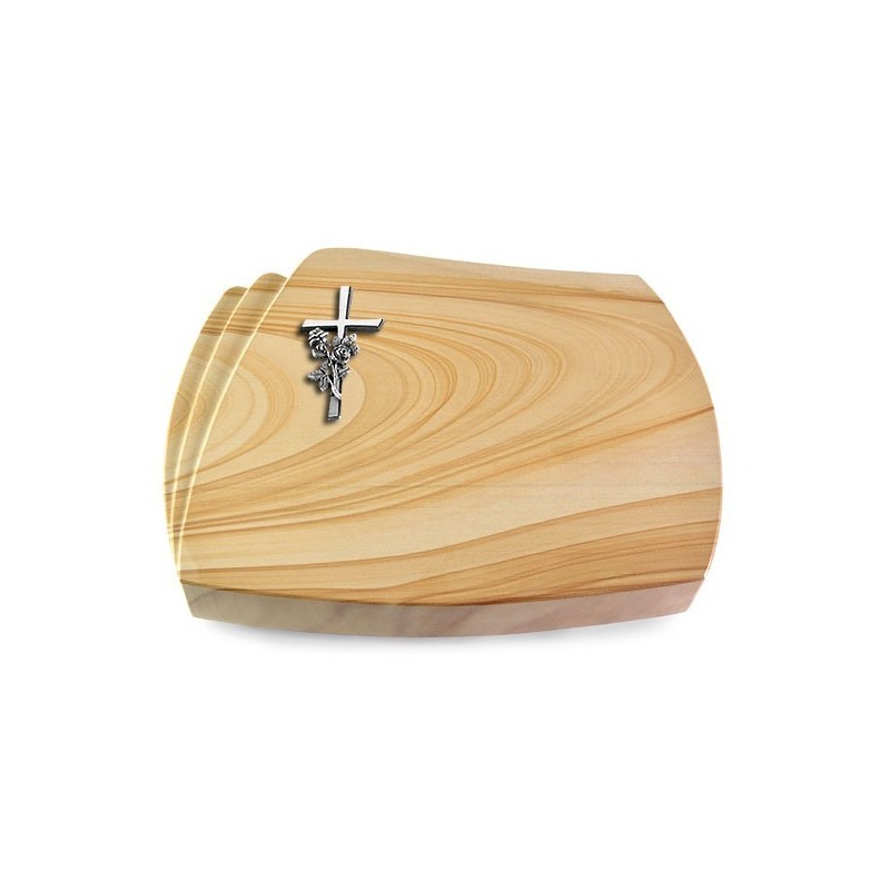 Grabstein Paris/Woodland Kreuz/Rose (Alu)